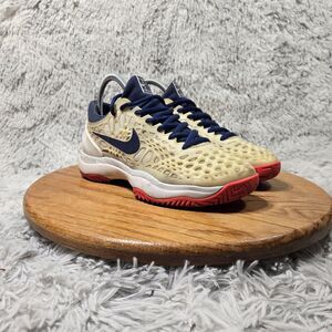 Nike Zoom Cage 3 Men Size 6.5 Bone/Blue/Red Athletic Tennis Shoes Rare Colorway